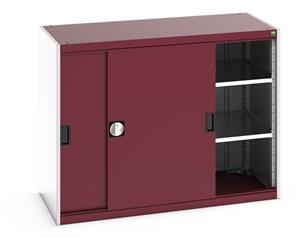 40022062.** Bott cubio cupboard with lockable sliding doors 1000mm high x 1300mm wide x 650mm deep and supplied with 2 x 160kg capacity shelves.   Ideal for areas with limited space where standard outward opening doors would not be suitable....
